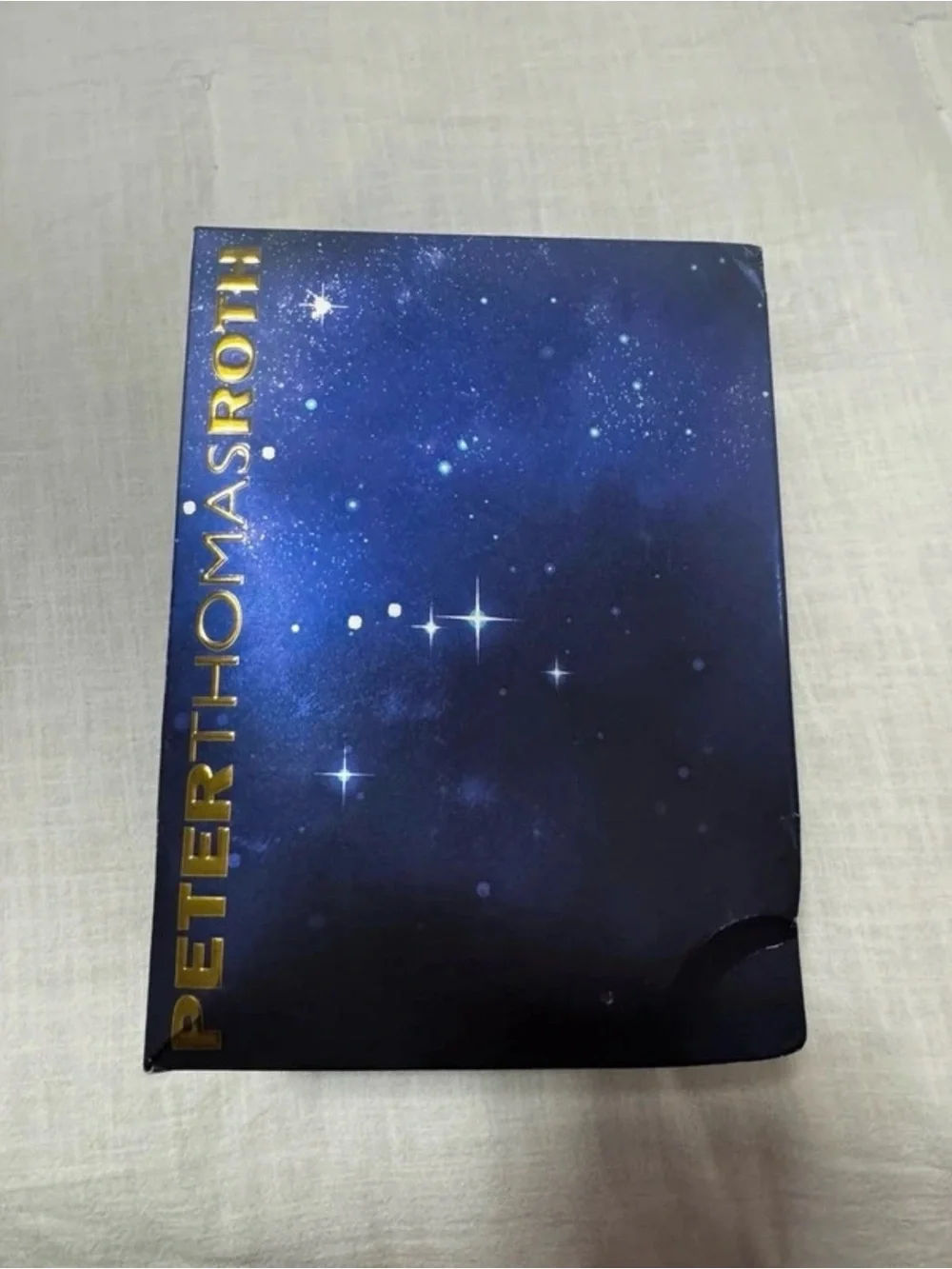 Peter Thomas Roth Navy Blue Galaxy Cosmetic Box with Gold Logo
